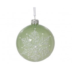 Boule Flocon Vert En Verre...